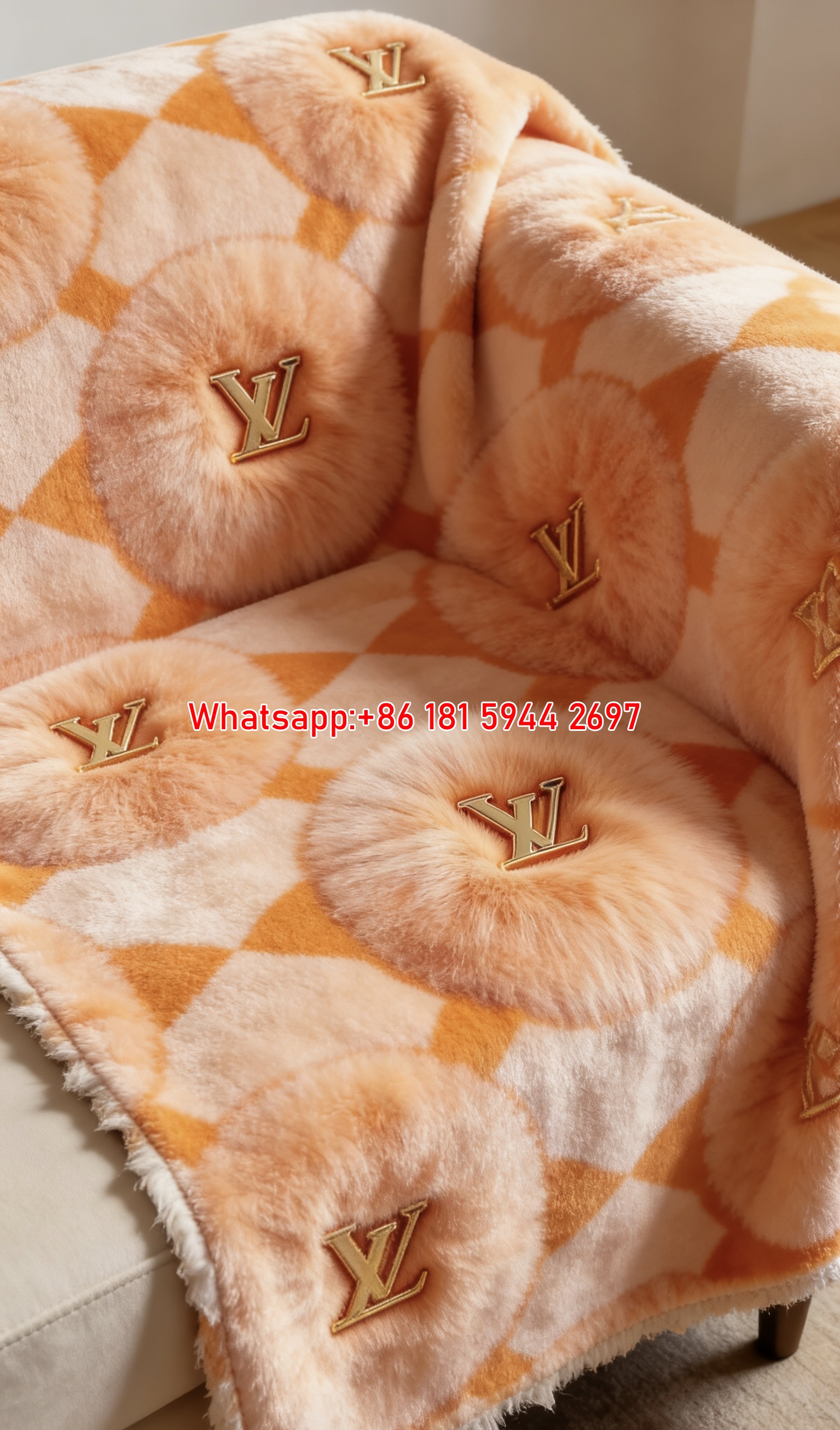 Fuzzy LV Pom Throw IMG_3136